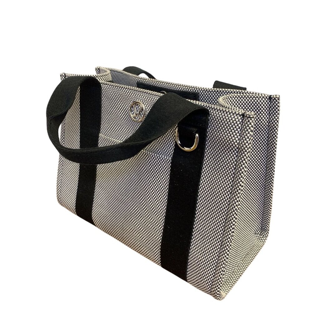 Lululemon Two-Tone Canvas Tote Bag Black & White With Adjustable Stra - Picture 3 of 7